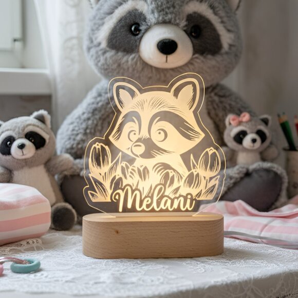Personalized Raccoon Night Light – Custom LED Raccoon Room Decor - Picture 8 of 8